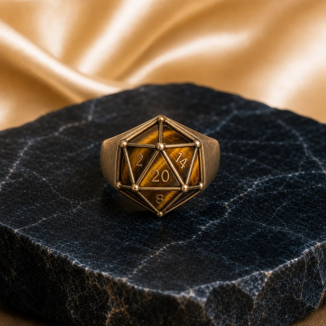 Tiger Eye D20 Dice Ring